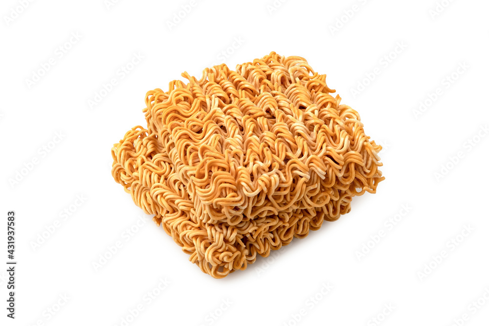 Raw instant noodle isolated on white background.full depth of field Raw instant noodle isolated on white background.full depth of field