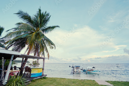 Bar on the tropical sea beach with beautiful view. © luengo_ua