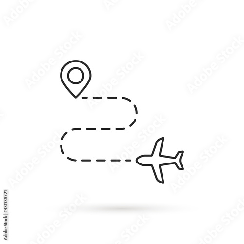 simple thin line route like travel destination