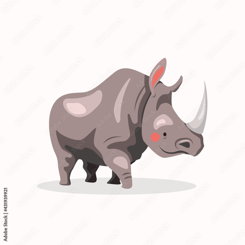 Fototapeta premium cute rhinoceros isolated on white background, adorable rhino vecter.
