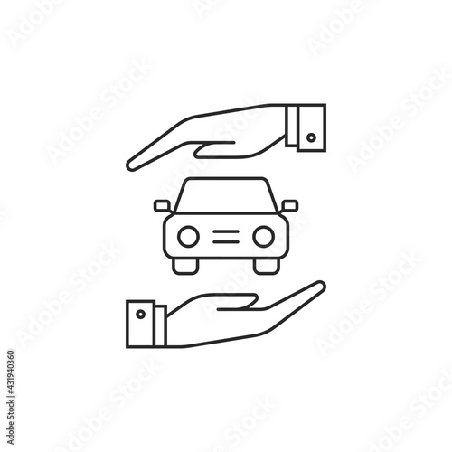 black thin line car insurance icon