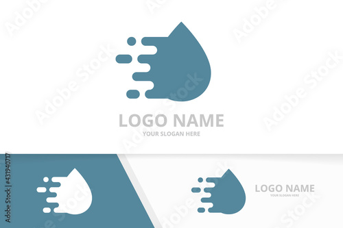 Fast water drop logo combination. Unique quick oil logotype design template.