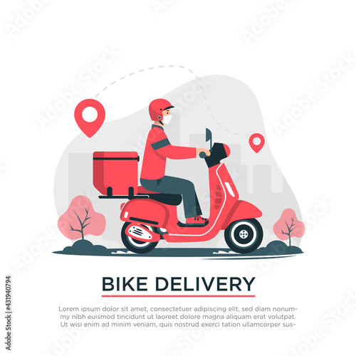 Online Delivery Service Web Banner Template. Courier on Scooter Delivering Parcel Box. Smartphone with Mobile App for Delivery Tracking. Smart Logistic Concept. Flat Isometric Vector Illustration