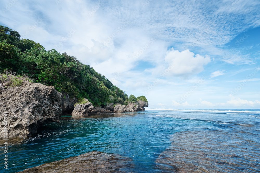 Rock shore. sea natural pool lagoon . Magpupungko, Siargao Island. Rock shore. sea natural pool lagoon . Magpupungko, Siargao Island.