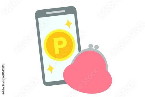 スマートフォンとポイントコイン　ベクターイラスト