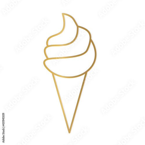 golden ice cream icon-  vector illustration