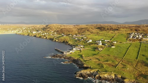 Aerial view of Portnoo harbour in County Donegal, Ireland photo