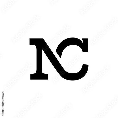 Monogram typography company linear logo letter NC