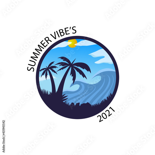 summer vibes 2021. logo design, t-shirt design, symbol and icon for summer.