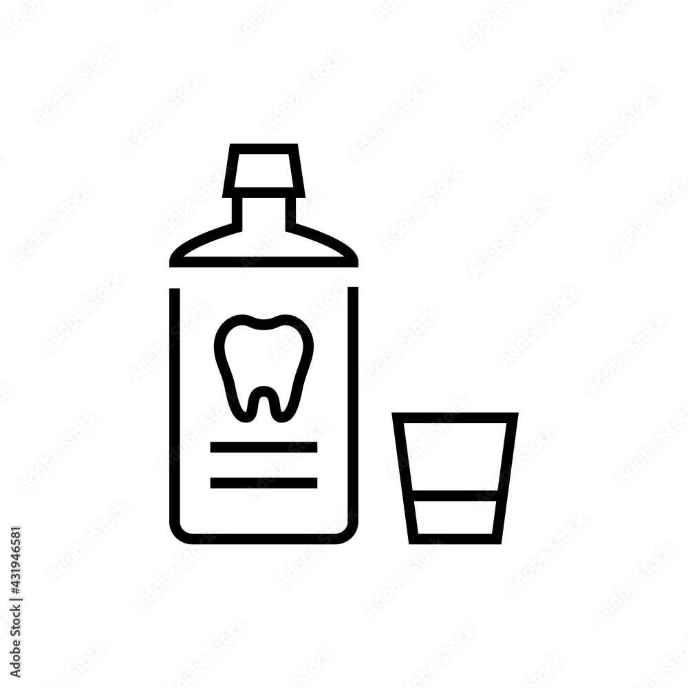 Rinse for teeth icon. Dentistry on white background. Editable stroke. Rinse for teeth icon. Dentistry on white background. Editable stroke.