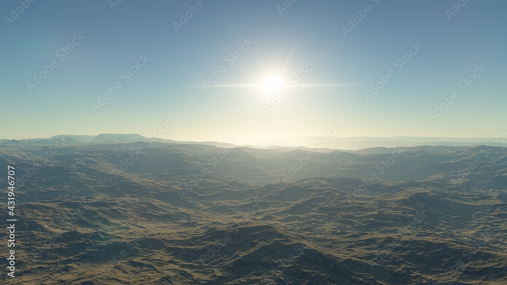 realistic surface of an alien planet, a computer-generated surface