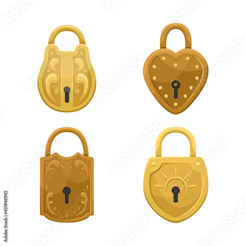 Vector set of retro locks. Vintage illustration.