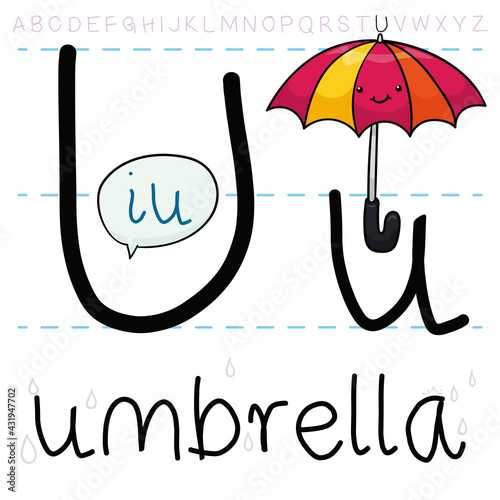 Open Umbrella Taking its Grammar Lesson, Vector Illustration