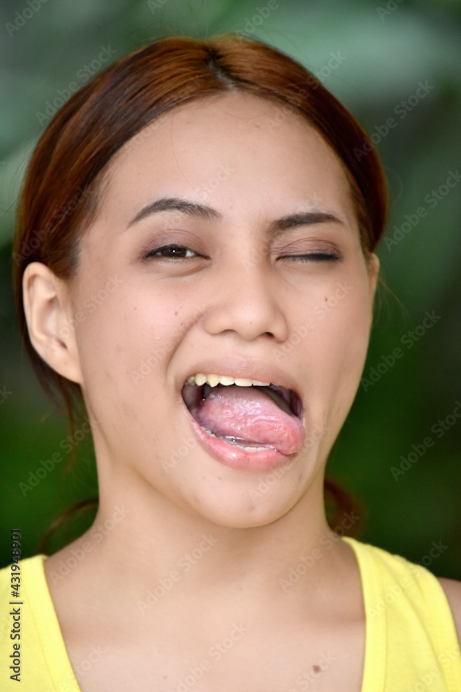 Beautiful Redhead Female Making Funny Faces