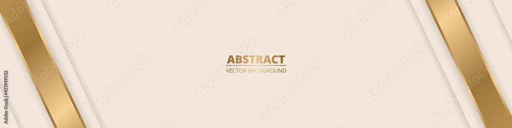 Luxury light yellow pastel abstract wide background with golden lines and shadows. Modern light horizontal banner with golden glitter lines. Futuristic abstract backdrop. Vector illustration EPS 10. Luxury light yellow pastel abstract wide background with golden lines and shadows. Modern light horizontal banner with golden glitter lines. Futuristic abstract backdrop. Vector illustration EPS 10.