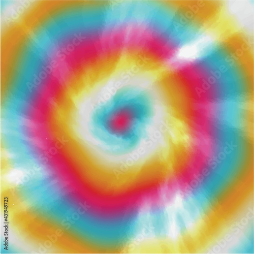 Tie dye background rainbow color swirl. circular shape with waves