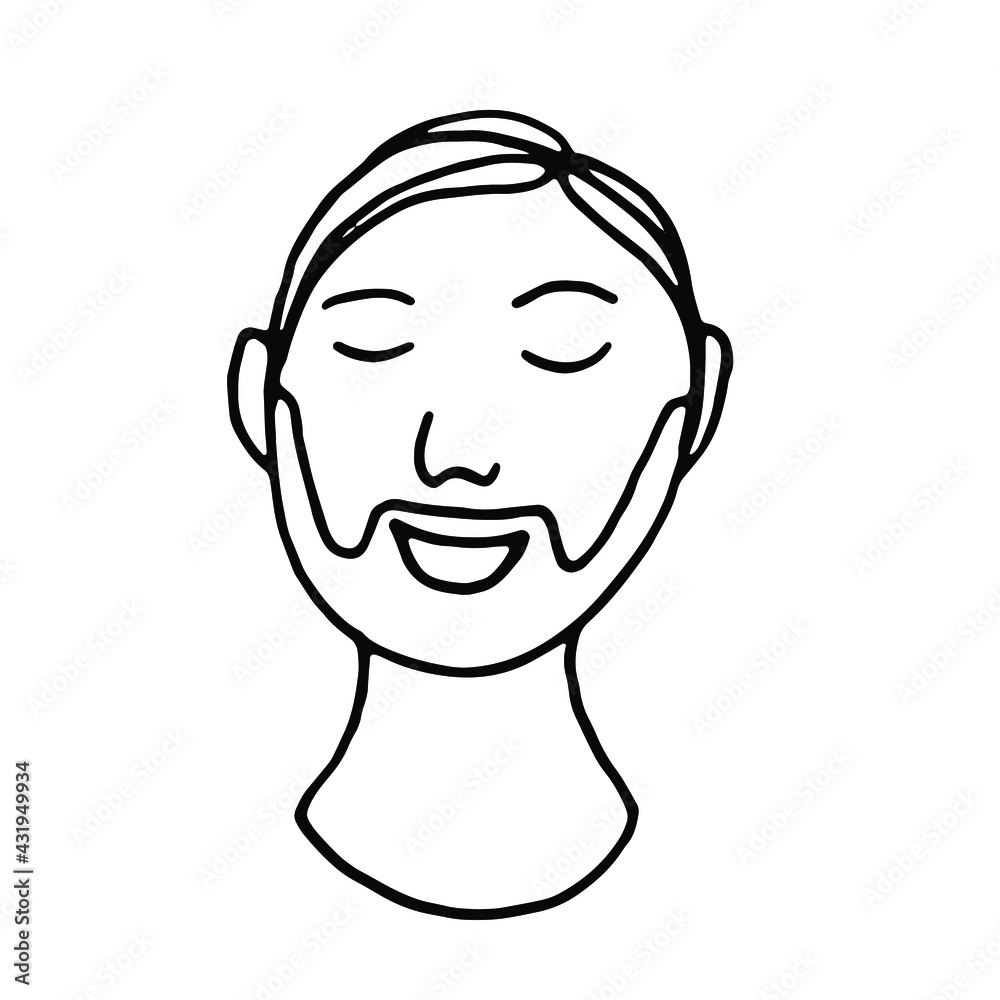 Doodle man face with awith beard.Line art drawing sketches of man.Hand drawn line art vector illustration. Doodle man face with awith beard.Line art drawing sketches of man.Hand drawn line art vector illustration.