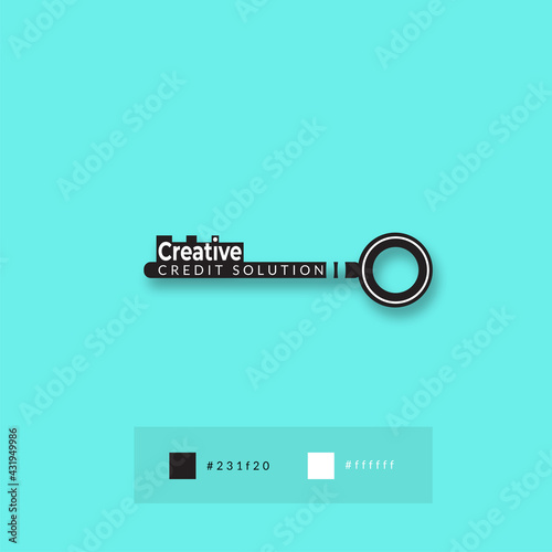 Creative credit solution. this logo can be used for credit company or finance company. key forming for problem solving for personal credit, loan, insurance, financial, 