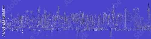 Creative 3D Digital illustration of New York City. New York City 3D Digital art on a blue background.  The most populous city in the USA is home to over 6486 completed high-rise buildings