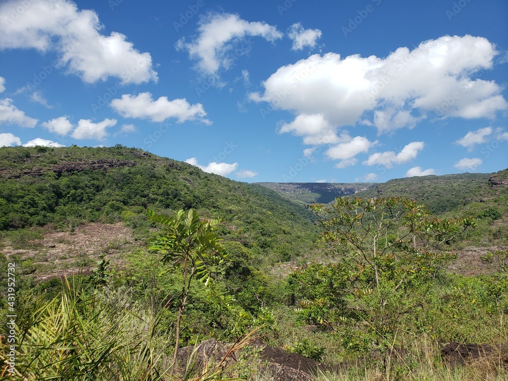 landscape with blue sky