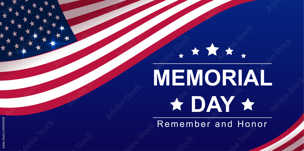 Memorial Day usa banner greeting card remember and honor text