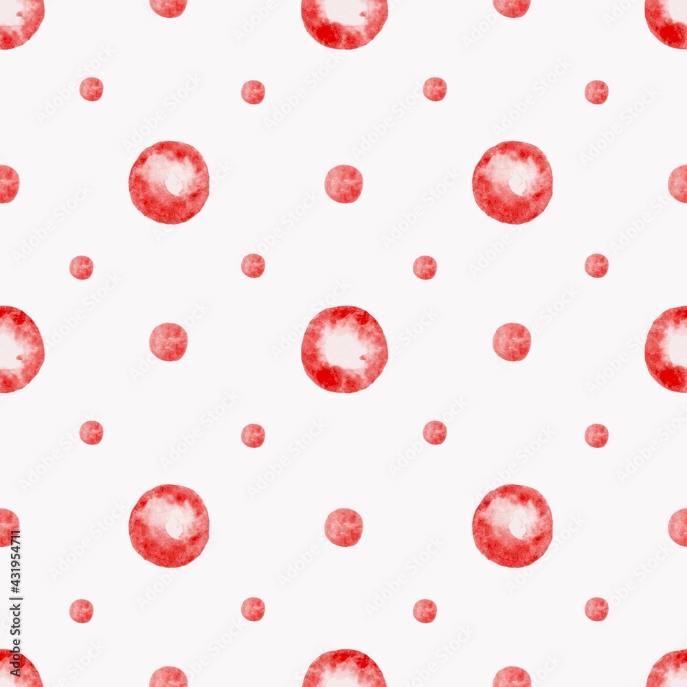 watercolor seamless pattern with bright red circles, hand drawn polka dot watercolor seamless pattern with bright red circles, hand drawn polka dot