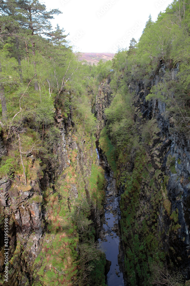Corrieshalloch Gorge is a gorge south of Ullapool in the Scottish Highlands Corrieshalloch Gorge is a gorge south of Ullapool in the Scottish Highlands