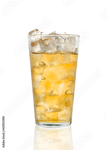 Glass with ice on a white background 