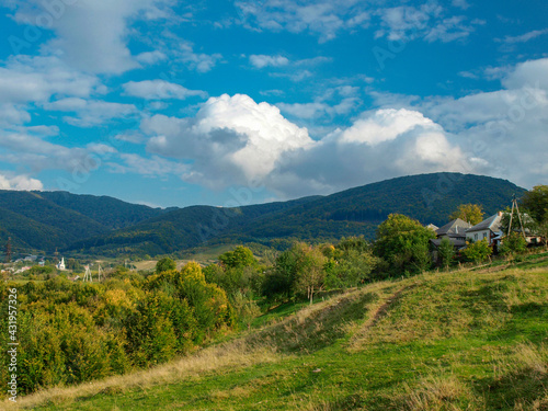Great view from the mountain. Polyana village Transcarpathian region © Nataly_KR
