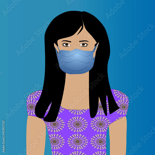 Masked Woman wearing a mask during Covid-19 Pandemic.