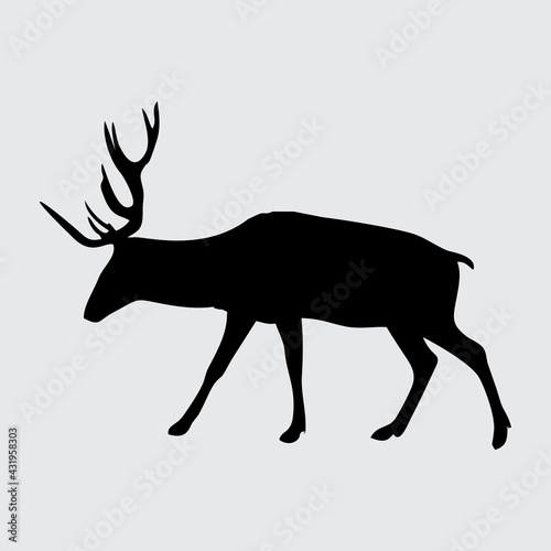 Deer Silhouette, Deer Isolated On White Background