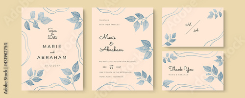 Beautiful floral wreath wedding invitation card template