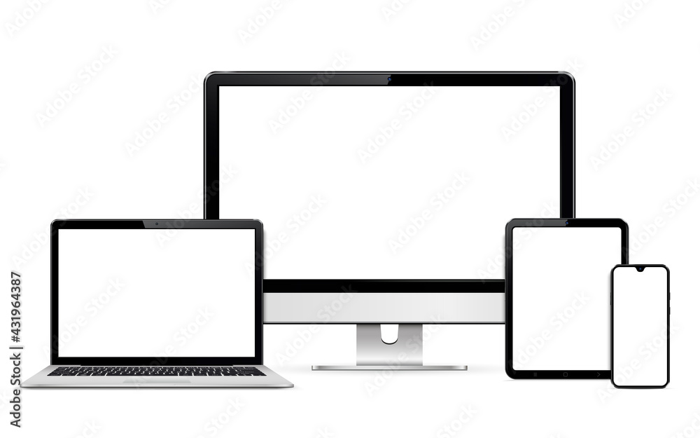 Computer display, laptop, tablet pc, smart phone with blank screen Computer display, laptop, tablet pc, smart phone with blank screen