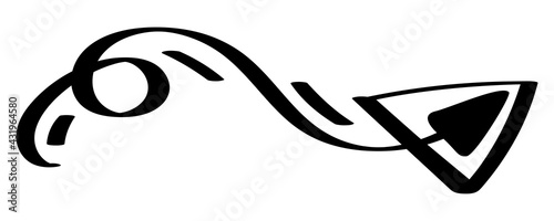 Calligraphy hand drawn arrow isolated on white background.