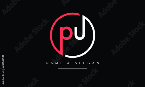 PU, UP, P, U abstract letters logo monogram