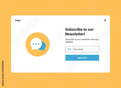 UI design website banner template of email marketing with speech bubble messages for subscribe to newsletter