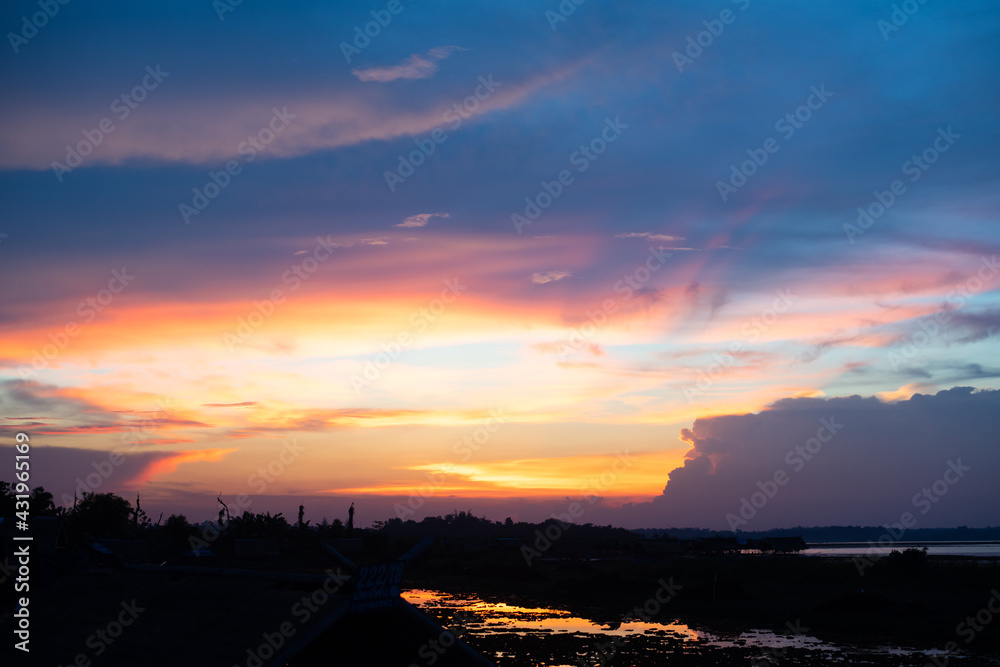Sun set nature background.