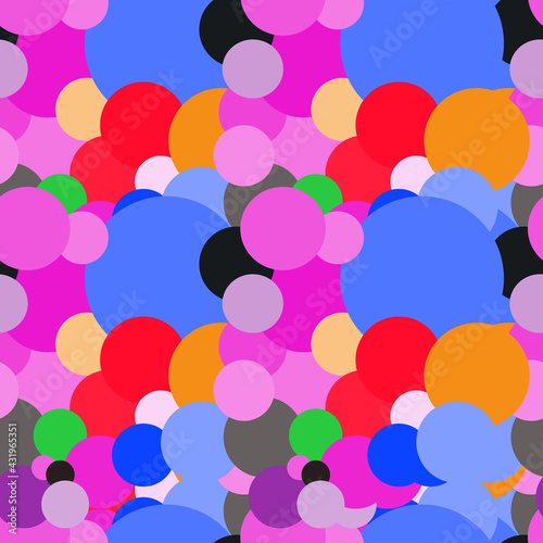 Bright multi-coloured circles seamless pattern background.