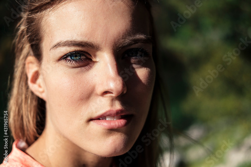 Beautiful woman with blue eyes