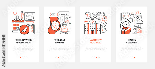 Pregnancy - modern line design style web banners