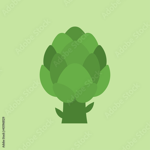 Artichoke isolated color background. Green artichoke icon. Organic fresh vegetable. vegetables, healthy food, nutrients, diet. Vitamins and minerals. Health benefits of artichoke.