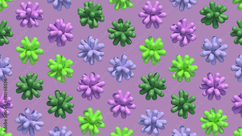 Purple and green abstract shapes. Hard light, 3d render. Purple and green abstract shapes. Hard light, 3d render.