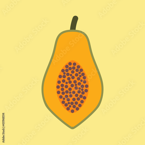 Papaya flat icon, fruit and tropical, vector graphics, papaya fresh fruit organic healthy food. Summer fruits for healthy lifestyle.Papaya exotic fruits. Vector illustration of fruits for your design