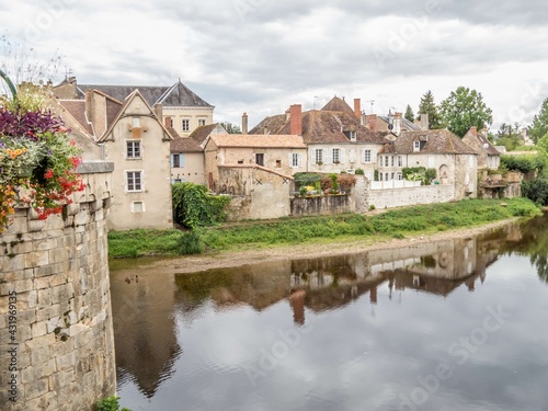 view down the river from the 14th century bridge at Montmorillon France