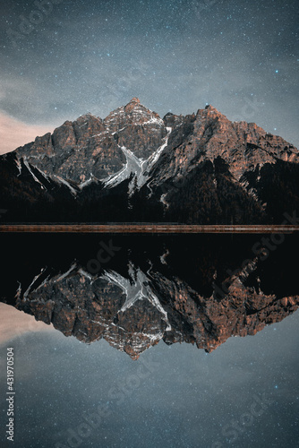 Water reflection of Serles Mountain photo