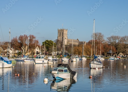 view of Christchurch priory across the river
