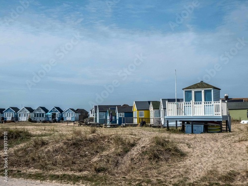 beach huts in the sand dunes at Mudeford Dorset