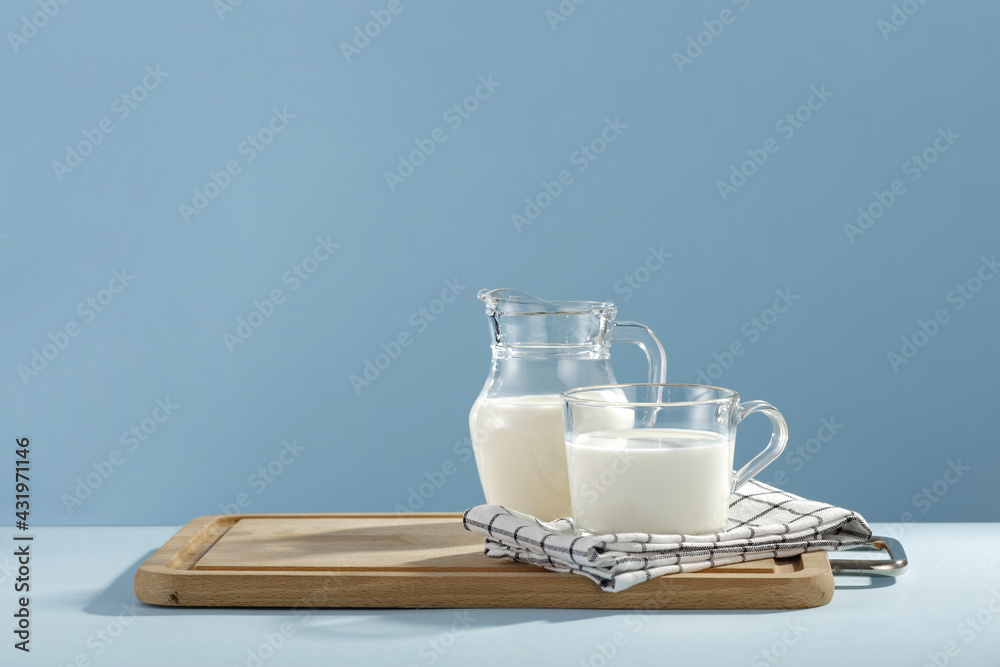 Fresh cold milk and free space for your decoration  - obrazy, fototapety, plakaty 