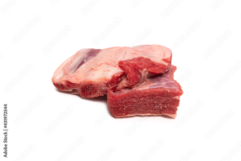 Raw beef ribs isolated on white background. Raw beef ribs isolated on white background.