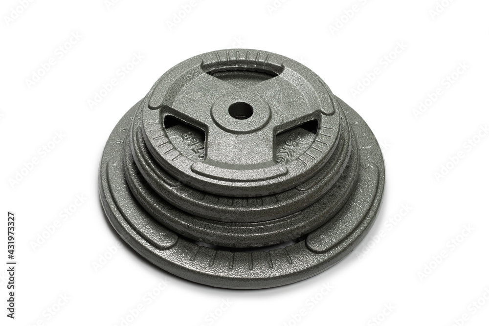 Weight plates isolated on a white background. Weight plates isolated on a white background.